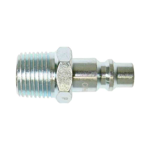 Interstate Pneumatics 3/8 Inch Industrial Steel Coupler Plug x 1/2 Inch Male NPT CPH681